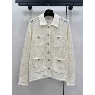 chanel white knitted jacket 2024 