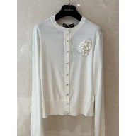 Dolce&Gabbana white Floral-appliqué silk cardigan 2025