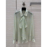 GUCCI BLUE Printed silk chiffon shirt 812225 2025