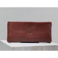 saint laurent calypso long pouch in lambskin ROUGE MERLOT 2024(original quality)