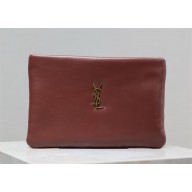 Saint Laurent calypso small pouch in lambskin ROUGE MERLOT 2024(original quality)