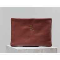 saint laurent calypso large pouch in lambskin ROUGE MERLOT 2024(original quality)