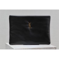 saint laurent calypso large pouch in lambskin BLACK 2024(original quality)