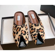 ALAÏA Open Toe Flat Genuine suede slippers leopard 2025
