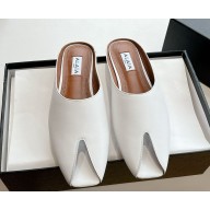 ALAÏA Open Toe Flat Genuine Leather slippers white 2025