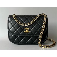 CHANEL BLACK CALFSKIN MESSENGER BAG AS4845 2024