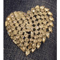 Saint Laurent Heart-shaped Brooch With Multi-faceted Baguette Gold 2018