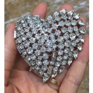 Saint Laurent Heart-shaped Brooch With Multi-faceted Baguette Silver 2018