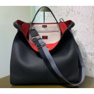 Fendi Roman Leather Peekaboo X-Lite Regular Tote Bag Black 2019
