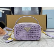 Prada 2WAY Mini Bag 1NR025 in purple Raffia Leather 2025