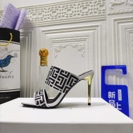 Balmain Heel 9.5cm Monogram Ulla Mules white 2023