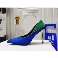Balmain Heel 9.5cm Ruby pumps Suede blue/green 2023