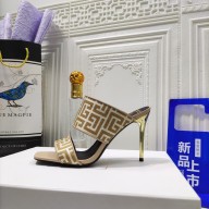Balmain Heel 9.5cm Monogram Ulla Mules beige 2023