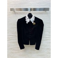 DIOR BLACK VELVET Fitted Jacket with Puff Sleeves 2024