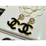 chanel Metal & Resin Gold, Black & Pearly White clip-on Pendant Earrings ABE369 2024