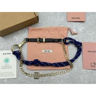 MIU MIU Leather anklet 5IE008 BLACK 2024