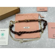 MIU MIU Leather anklet 5IE008 TAN 2024