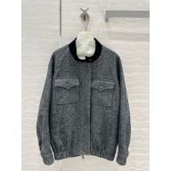 PRADA GRAY Buttoned Bomber Jacket 2024