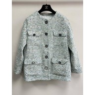 chanel sky blue wool tweed jacket 2024