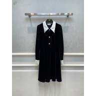chanel black velvet dress with white collar 2023