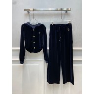 LOEWE BLACK VELVET SWEATSHIRT AND PANTS 2023