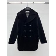 SAINT LAURENT cassandre peacoat in cotton velvet 2023