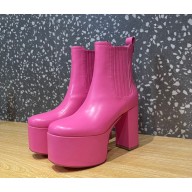 VALENTINO GARAVANI CLUB PLATFORM ANKLE BOOT IN CALFSKIN LEATHER 125MM pink