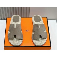 HERMES MEN'S SUEDE LEATHER Antigua espadrille ETOUPE 2024