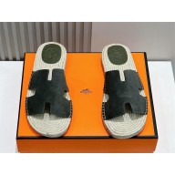 HERMES MEN'S SUEDE LEATHER Antigua espadrille vert forêt 2024