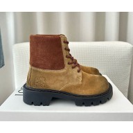 LOEWE Sierra combat suede ankle boots in brown 2024