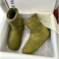 LOEWE -lago boot in suede and shearling for women green 2024