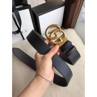 Gucci 3.8cm Wide grained Leather Belt With gold gg buckle 02