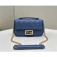 fendi medium Baguette Chain Midi bag in nappa leather blue 2023