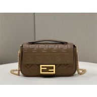 fendi medium Baguette Chain Midi bag in nappa leather coffee 2023