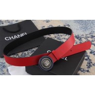 Chanel Calfskin Belt with CC Round Buckle 35MM Width Red 2018