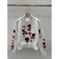 CHANEL Cashmere & Silk Red, Ecru & Burgundy PULLOVER P77821 2024