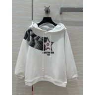 dior WHITE COTTON Vibe Cropped Hooded Sweatshirt 2024