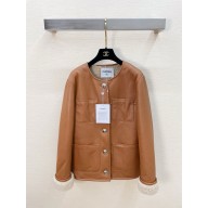 CHANEL Shearling Lambskin Brown & Beige jacket P78305 2024