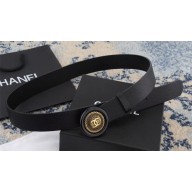 Chanel Calfskin Belt with CC Round Buckle 35MM Width Black 2018