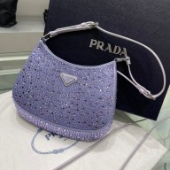 Prada 1bc169 Cleo satin bag with crystals purple