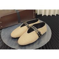 Alaia Leather-trimmed paper straw flats 2024