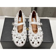 Alaia BALLET FLATS WITH SPHERES ON LAMBSKIN white 2024