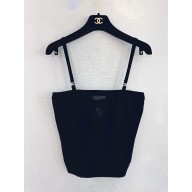 chanel cut-out black knitted Top 2024