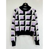 chanel Cashmere Black, White & Lilac PULLOVER P77885 2024 