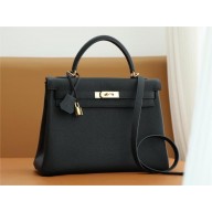 Hermes Kelly 28cm Bag In Original togo Leather With Gold/Sliver Hardware BLACK(full handmade)