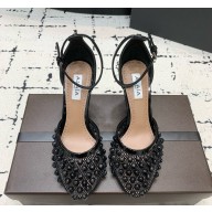 Alaia Fishnet and Patent Leather with Pyramid Studs heel 10cm black 2024 