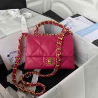 chanel Lambskin & Gold-Tone Metal Small Flap Bag AS3498 fuchsia 2022