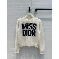DIOR Ecru Cashmere and Silk Knit with Blue Miss Dior Graffiti Motif sweater 2024