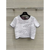 DIOR White/black Technical Knit Dioramour Short-Sleeved Top 2024