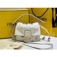 FENDI Mamma Baguette small white nappa leather bag 2025